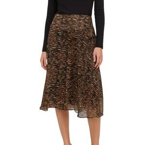Misa Los Angeles Tiger Print Asymmetrical Ruffle Midi Skirt Size S 90s Style